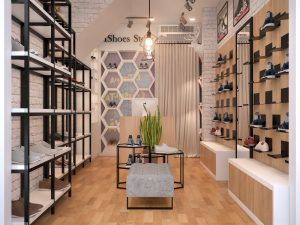 Thiết kế cửa hàng giày dép đơn giản, hiện đại
