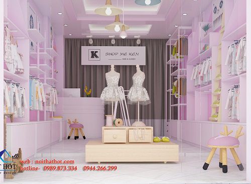 Thiết kế thi công cửa hàng trẻ em Shop mẹ ken – 160 Thượng Đình