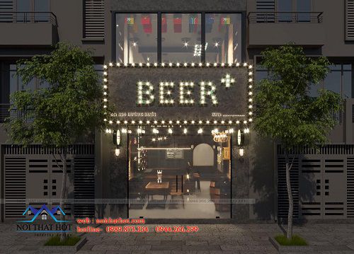 Thiết kế quán bia đẹp phong cách vintage Beer+