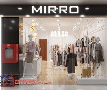 Thiết kế shop thời trang nữ Mirro sử dụng giá inox mạ vàng