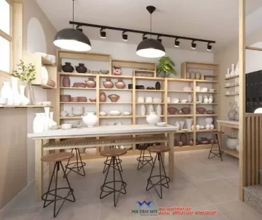Thiết kế cửa hàng gốm sứ nhỏ phong cách đơn giản